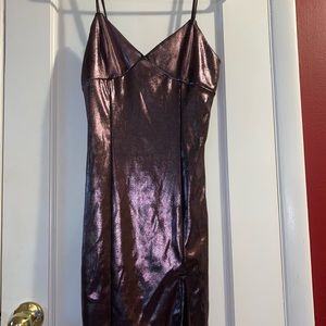 Purple Metallic Mini Dress